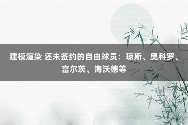 建模渲染 还未签约的自由球员：琼斯、奥科罗、富尔茨、海沃德等